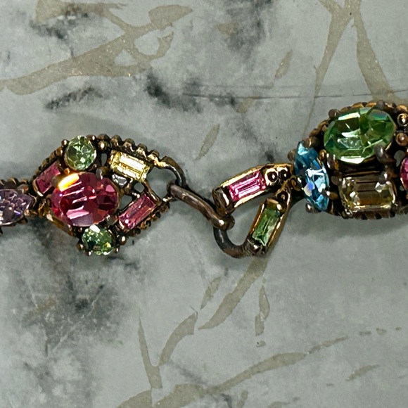 Hollycraft Vintage necklace Multicolor Rhinestones Authentic - Picture 11 of 13